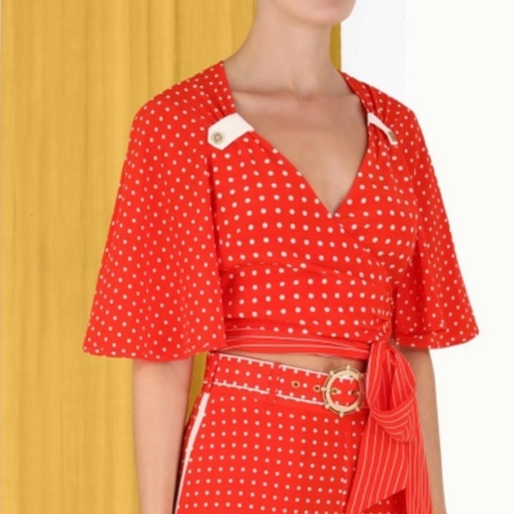 Zimmermann Red & white Polka Dot pants size 0. Wrap Top size 1 sold separately - Picture 5 of 16